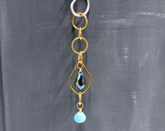 Amazonite and Teal Crystal Sun Catcher Ornament