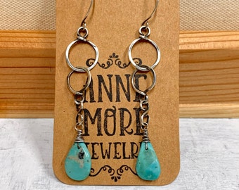 American Turquoise Artisan Sterling Silver Earrings by Anne More Jewelry