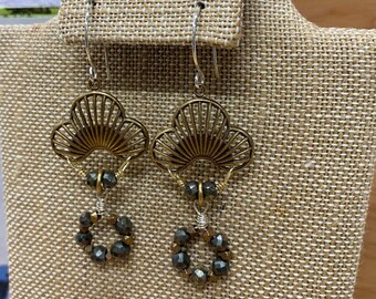 Deco Earrings with Pyrite and Mixed Metal by Anne More Jewelry