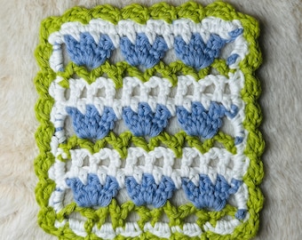 CROCHET PATTERN BLOOMING in English (texture, scarf, sweater, dress, skirt, cardigan,...)