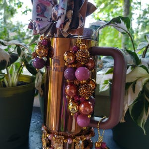 Polished Rose Gold Tumbler Accessories Boot Topper Straw Charm Handle Charm