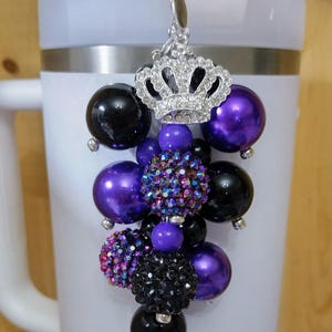 Black and Purple Straw Charm Tumbler Accessories Tumbler Boot Bracelet Stack Tumbler Cup Cham Tumbler Strap Tumbler Handle Charm