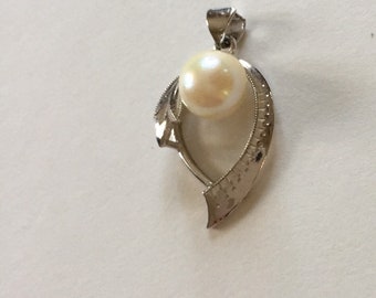 Sterling Silver and Freshwater Pearl Jewelry Making Charm with Bale For Necklaces