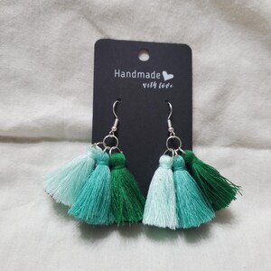 teal tassel earrings