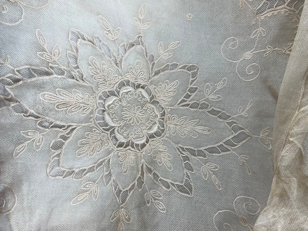 Huge Antique Tambour Needle Lace Pillow Sham Etsy