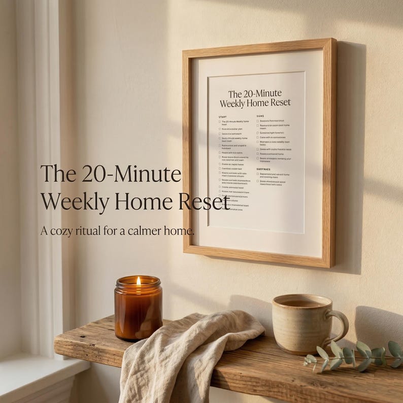 20-minute Weekly Home Reset Printable | Minimalist Cleaning Checklist ...