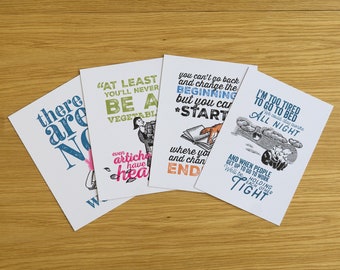 Set of all four quotation postcards