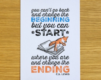 Change The Ending C.S. Lewis quotation postcard