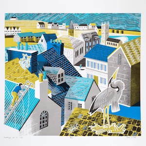 Rooftops of St. Ives, seven colour limited edition screenprint image 1