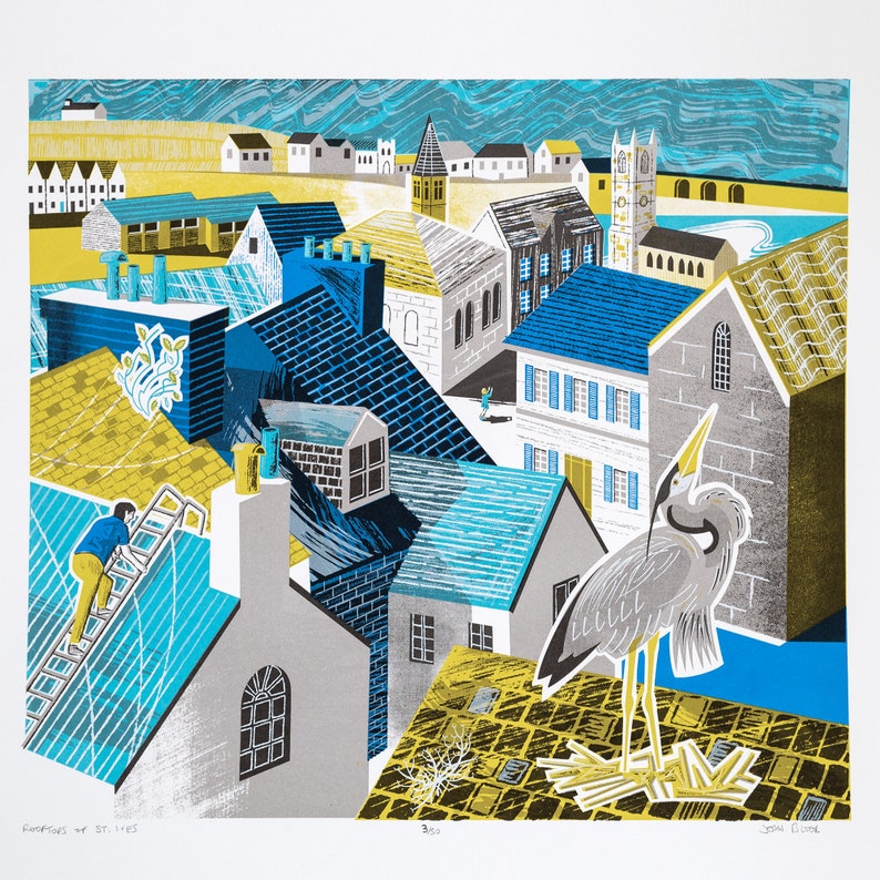 Rooftops of St. Ives, seven colour limited edition screenprint image 1