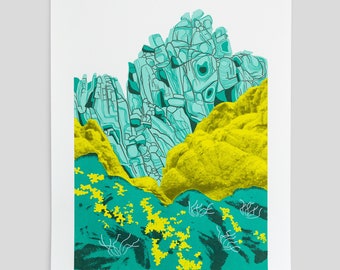 Porthgwarra Rocks limited edition hand pulled screen print