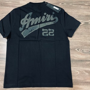 AMIRI Signature 22 Black T-Shirt - Classic Sports-Inspired Style
