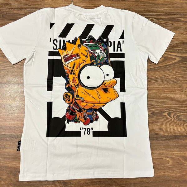 Simpsonia White T-Shirt with Bart Graphic - Off-White Collaboration