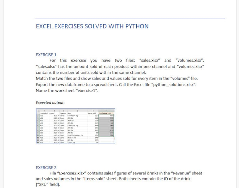 Excel Exercises Solved With Python - Etsy UK