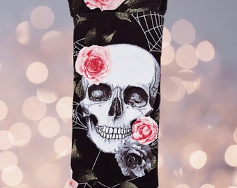 Skull Sunglass Case Eyeglass Case, Snap Open, Lined and Padded. FREE SHIPPING