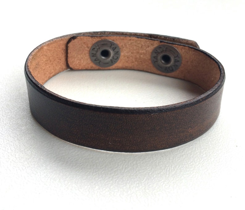 by Shaterra Brown Leather Cuff Wristband Bracelet Narrow 58 Wide