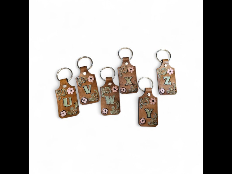 Handcrafted Leather Initial Key Ring Western Cowgirl Heirloom image 6