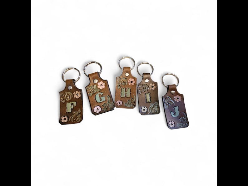 Handcrafted Leather Initial Key Ring Western Cowgirl Heirloom image 3