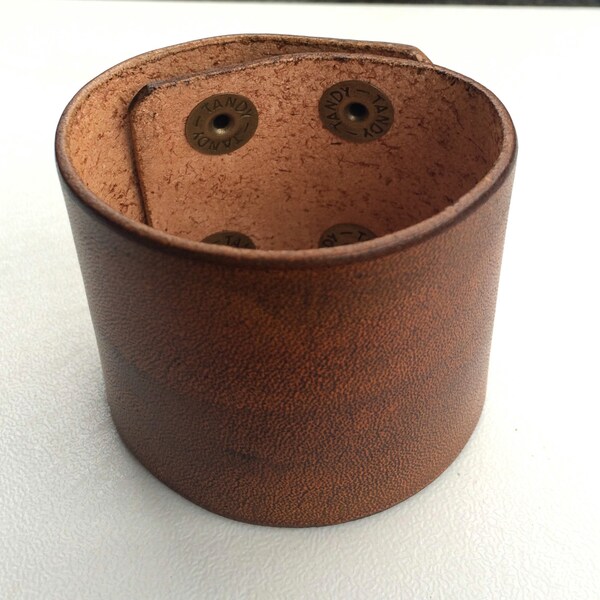 Custom for Shanden 3" Wide Tan Leather Bracelet Leather Cuff