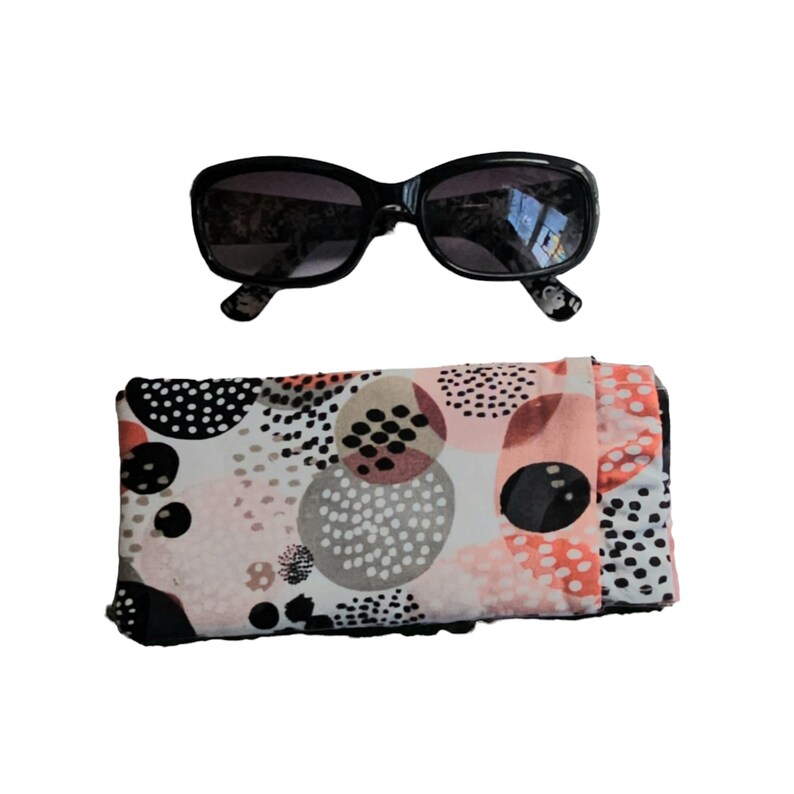 Fifties Modern Sunglass Case, Eyeglass Case,Glasses Pouch, Pop Open, Snap Shut, Lined and Padded, Black White Coral Pink FREE SHIPPING image 1