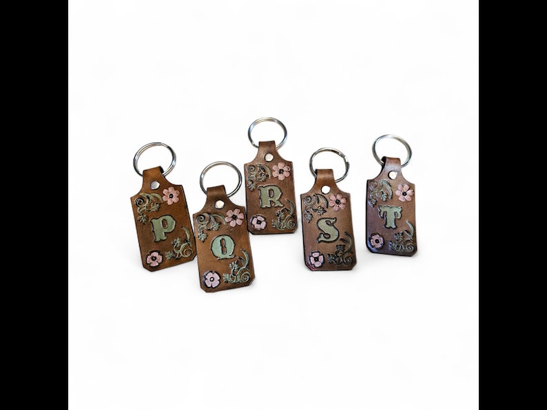 Handcrafted Leather Initial Key Ring Western Cowgirl Heirloom image 5