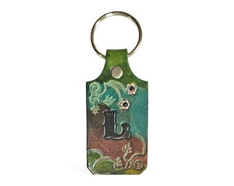 Handcrafted Leather Initial Key Ring Western Cowgirl Heirloom