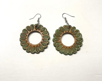 Leather Hoop Earrings Stamped