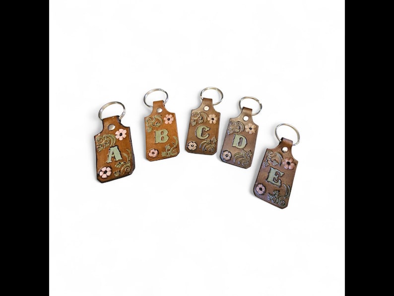 Handcrafted Leather Initial Key Ring Western Cowgirl Heirloom image 2