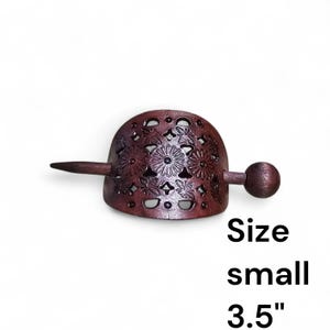Leather Hair Slide, Brown Barrette, Bumblebee Flower Design Bild 2