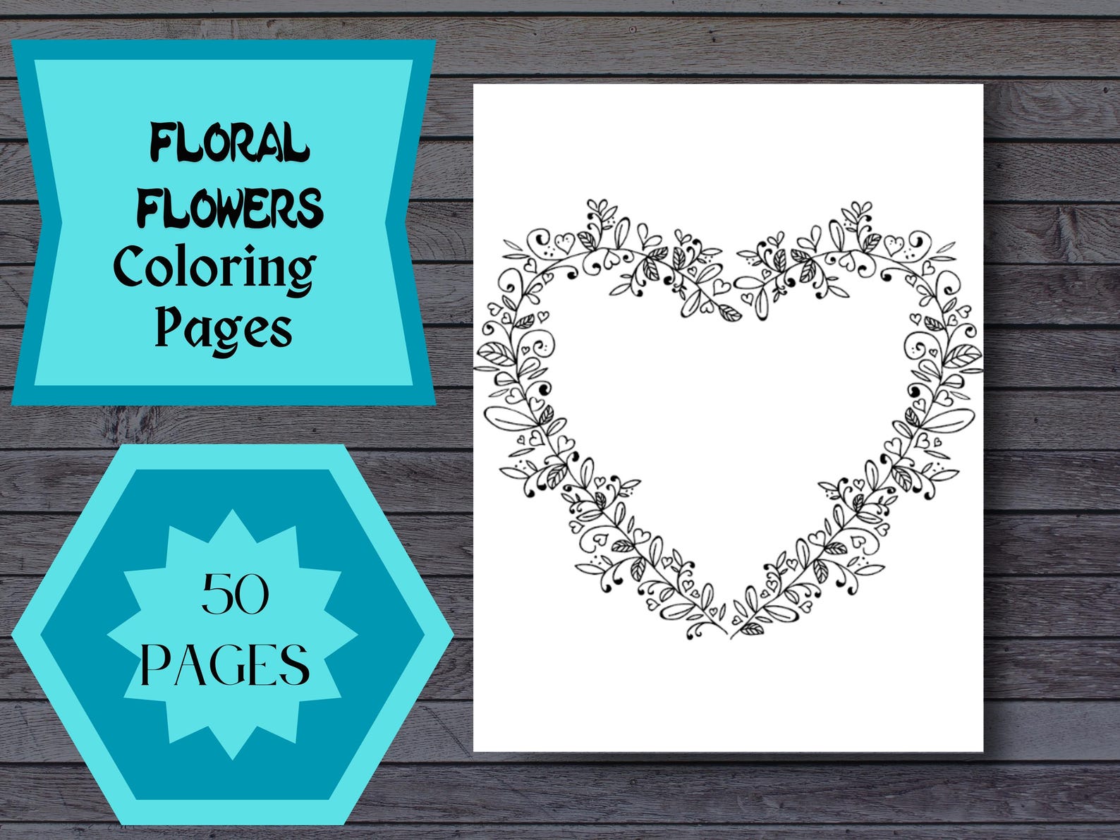 50 Floral Coloring Book, Printable PDF, Botanicaal Coloring Pages ...