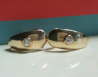 Vintage 14k Gold 1/2 0.50 TCW Diamond Clip On Earrings