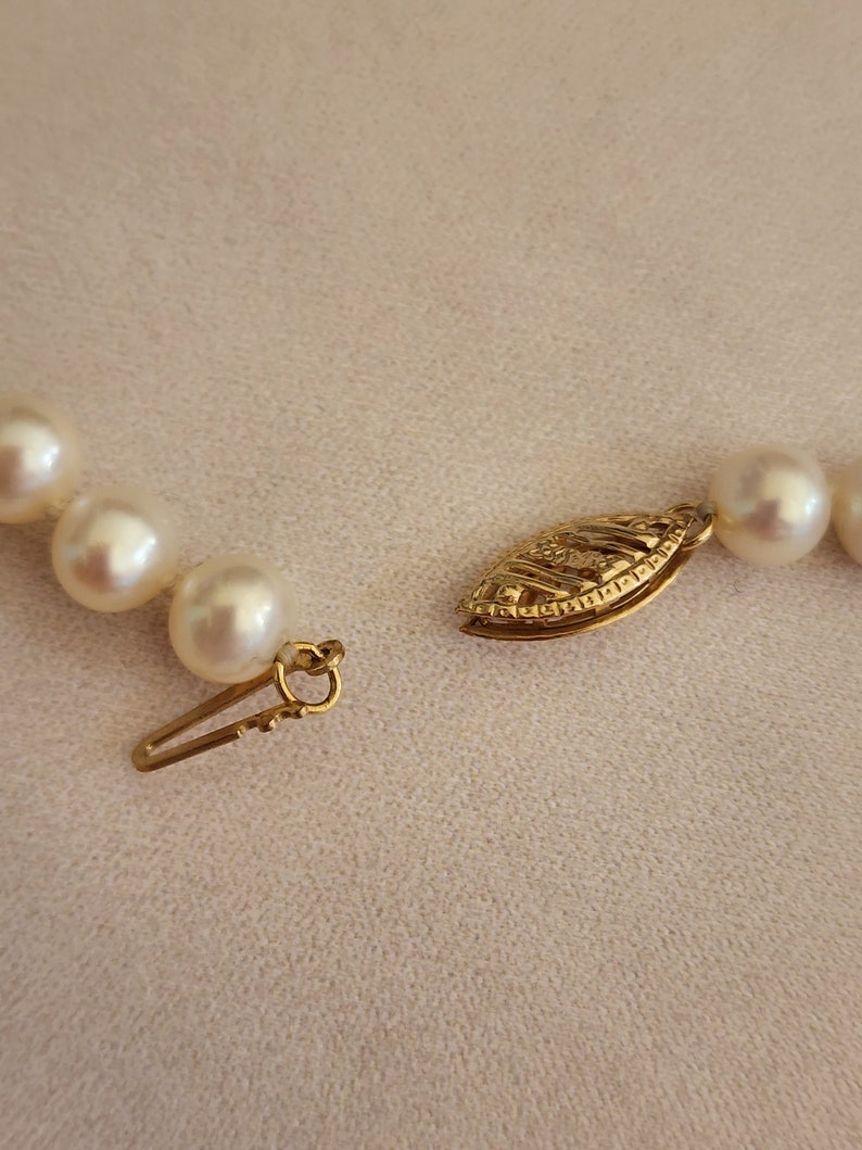 Vintage 10k Gold Pearl Draping Necklace with Diamonds image 10