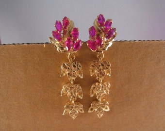 22k 24k Gold Gemstone Dangle Earrings Posts