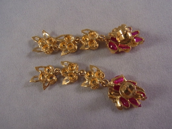 22k 24k Gold Gemstone Dangle Earrings Posts - image 3