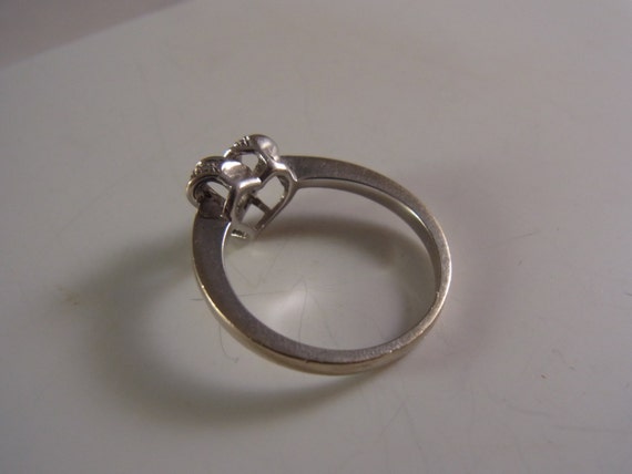 14k White Gold Heart Diamond Ring - image 3