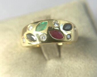 Gold multi gemstone fashion ring