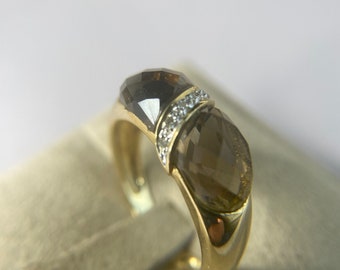 Smoky quartz and diamond ring