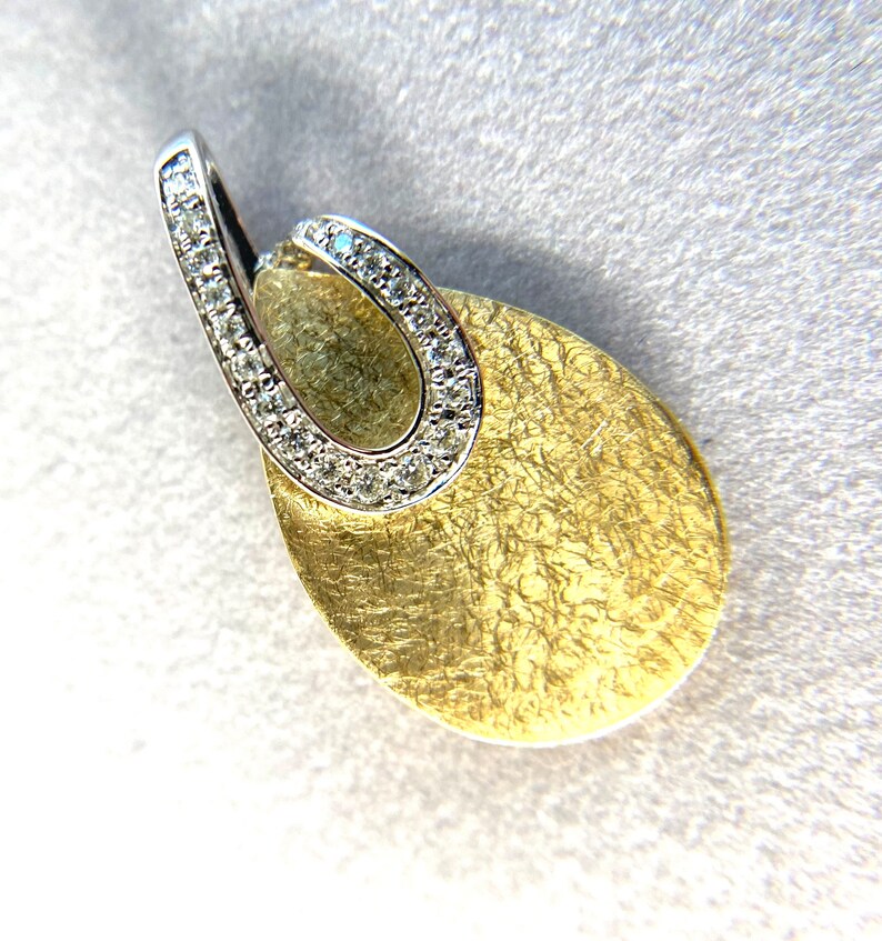 Tear Drop Diamond Pendant in 14kt Two Tone, One Only Estate Piece - Etsy