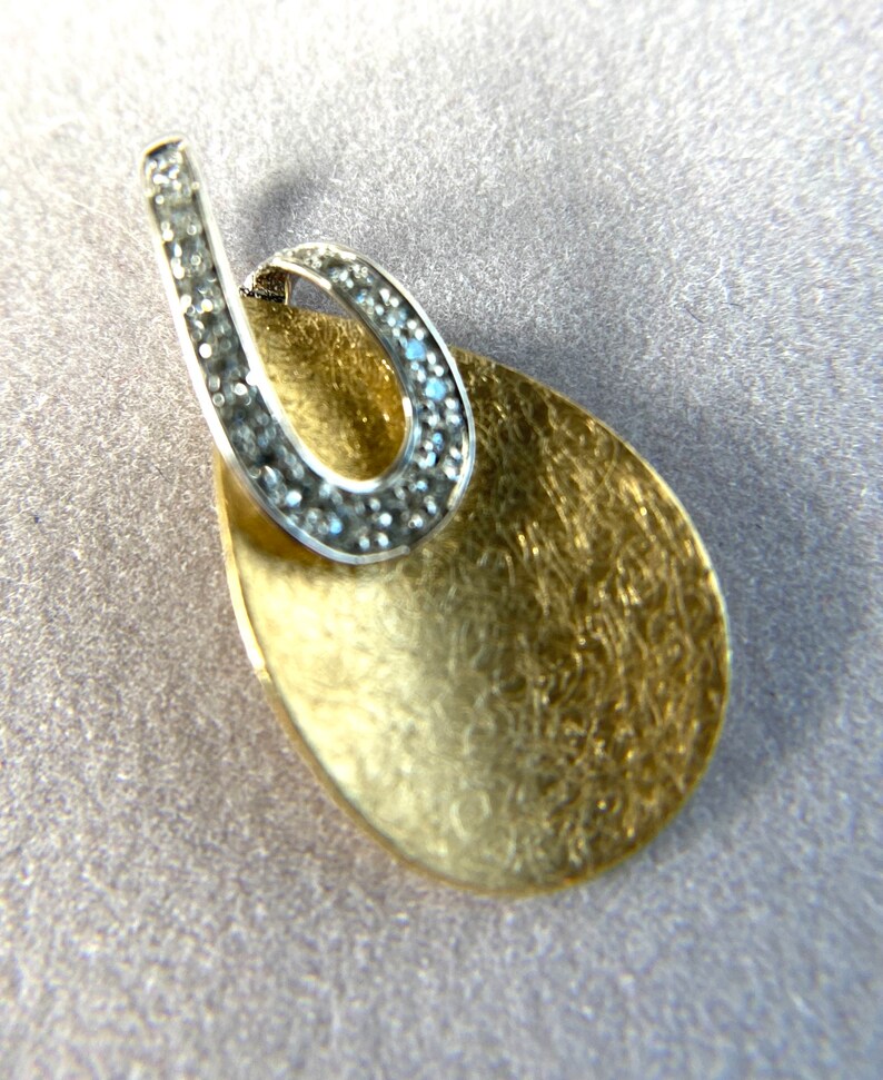 Tear Drop Diamond Pendant in 14kt Two Tone, One Only Estate Piece - Etsy