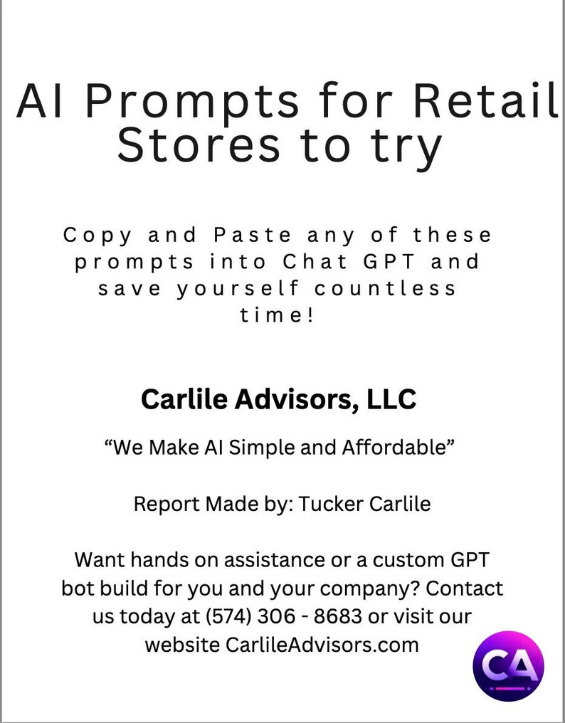 Ai Prompts for Retail Store's - Etsy