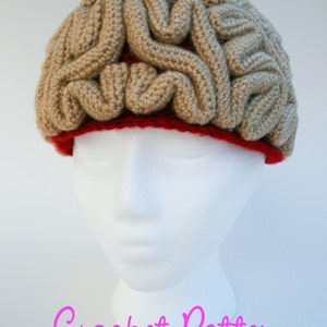 Crochet Pattern, Brain Beanie, Brain Hat, Crochet Brain, Science Crochet, Crochet Halloween Costume, March For Science, Zombie Crochet image 3