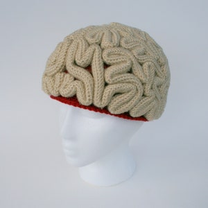 Crochet Pattern, Brain Beanie, Brain Hat, Crochet Brain, Science Crochet, Crochet Halloween Costume, March For Science, Zombie Crochet image 6