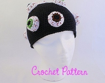 Crochet Pattern, Crochet Eyeballs Beanie, Crochet Halloween Costume, Crochet Novelty Hat, Kids Winter Crochet Hat, Science Crochet Skullcap