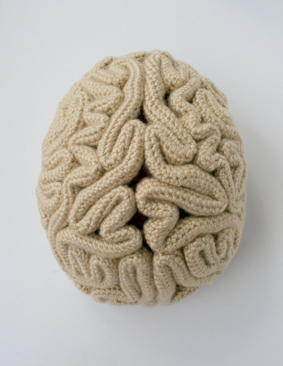Crochet brain beanie Unisex Hat Cerebrum Beanie Hand Knitted Personality Brain  main image 2
