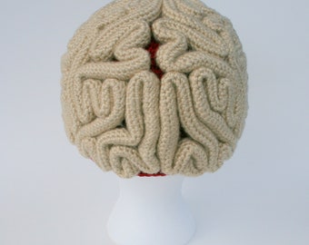 crochet brain beanie