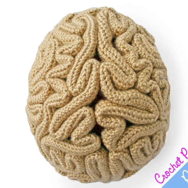 Crochet Pattern, Brain Beanie, Brain Hat, Crochet Brain, Science Crochet, Crochet Halloween Costume, March For Science, Zombie Crochet