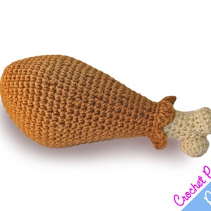 Crochet Pattern, Turkey Drumstick Rattle, Thanksgiving Crochet, Kids Toy Play Food, Baby Rattle Crochet Pattern, Amigurumi, Crochet Food