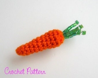 Crochet Pattern, Baby Carrot Pin, Crochet Food Pattern, Crochet Jewelry, Easter Jewelry, Crochet Brooch, Holiday Crochet, Bead Crochet