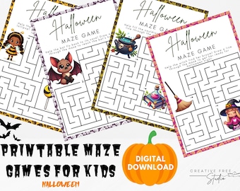 PRINTABLE Halloween Maze Games for Kids | 20 Unique Mazes | Spooky Halloween Party Games | Halloween Activity for Children