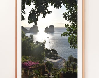 Capri Italia Seascape Print, Marina Piccola Sunrise, Verano italiano